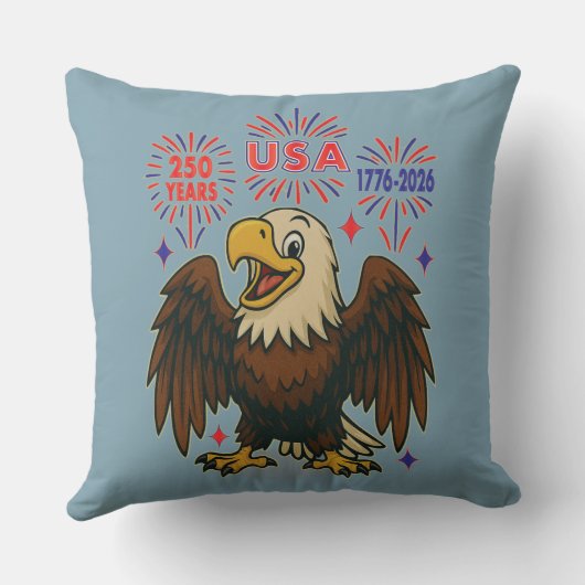 Bald Eagle with Fireworks- USA 250年1776-2026 クッション (裏面)