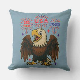 Bald Eagle with Fireworks- USA 250年1776-2026 クッション