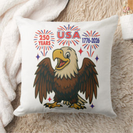 Bald Eagle with Fireworks- USA 250年1776-2026 クッション