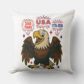 Bald Eagle with Fireworks- USA 250年1776-2026 クッション (正面)