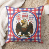 Bald Eagle with Fireworks- USA 250年1776-2026 クッション (ブランケット)