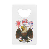 Bald Eagle with Fireworks- USA 250年1776-2026 クレジットカード栓抜き (裏面)