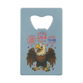 Bald Eagle with Fireworks- USA 250年1776-2026 クレジットカード栓抜き (裏面)