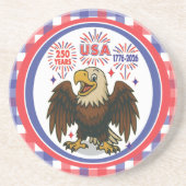 Bald Eagle with Fireworks- USA 250年1776-2026 コースター (正面)