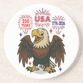 Bald Eagle with Fireworks- USA 250年1776-2026 コースター (正面)