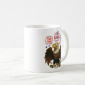 Bald Eagle with Fireworks- USA 250年1776-2026 コーヒーマグカップ (正面右)