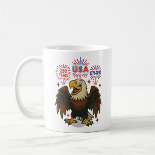 Bald Eagle with Fireworks- USA 250年1776-2026 コーヒーマグカップ