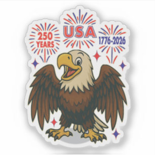 Bald Eagle with Fireworks- USA 250年1776-2026 シール