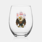 Bald Eagle with Fireworks- USA 250年1776-2026 ステムなしワイングラス (裏面)