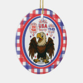 Bald Eagle with Fireworks- USA 250年1776-2026 セラミックオーナメント (右)