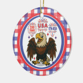 Bald Eagle with Fireworks- USA 250年1776-2026 セラミックオーナメント (左)