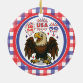 Bald Eagle with Fireworks- USA 250年1776-2026 セラミックオーナメント (裏面)