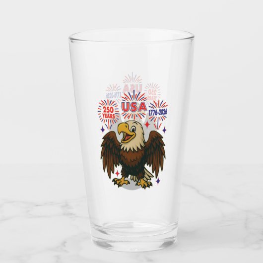 Bald Eagle with Fireworks- USA 250年1776-2026 タンブラーグラス (正面)