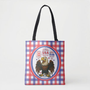 Bald Eagle with Fireworks- USA 250年1776-2026 トートバッグ