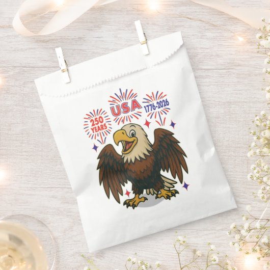 Bald Eagle with Fireworks- USA 250年1776-2026 フェイバーバッグ (クリップ留めされた状態)