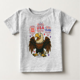 Bald Eagle with Fireworks- USA 250年1776-2026 ベビーTシャツ