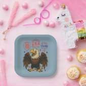 Bald Eagle with Fireworks- USA 250年1776-2026 ペーパープレート (パーティー)