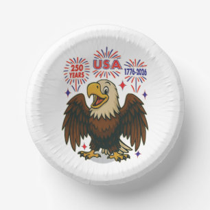 Bald Eagle with Fireworks- USA 250年1776-2026 ペーパーボウル