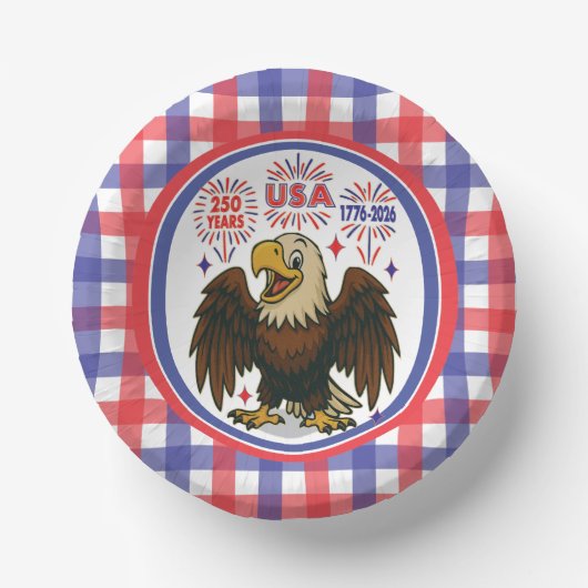 Bald Eagle with Fireworks- USA 250年1776-2026 ペーパーボウル (正面)