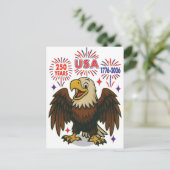 Bald Eagle with Fireworks- USA 250年1776-2026 ポストカード (スタンド正面)