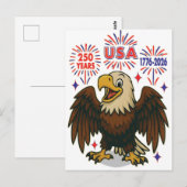 Bald Eagle with Fireworks- USA 250年1776-2026 ポストカード (正面/裏面)