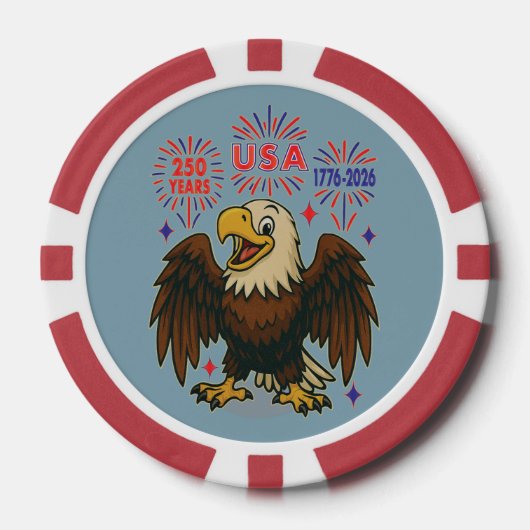 Bald Eagle with Fireworks- USA 250年1776-2026 ポーカーチップ (正面)