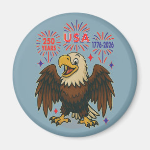 Bald Eagle with Fireworks- USA 250年1776-2026 マグネット