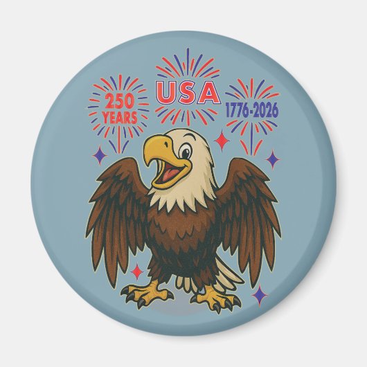 Bald Eagle with Fireworks- USA 250年1776-2026 マグネット (正面)