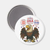 Bald Eagle with Fireworks- USA 250年1776-2026 マグネット (正面/裏面)
