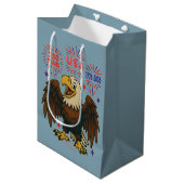Bald Eagle with Fireworks- USA 250年1776-2026 ミディアムペーパーバッグ (正面アングル)