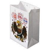 Bald Eagle with Fireworks- USA 250年1776-2026 ミディアムペーパーバッグ (正面アングル)
