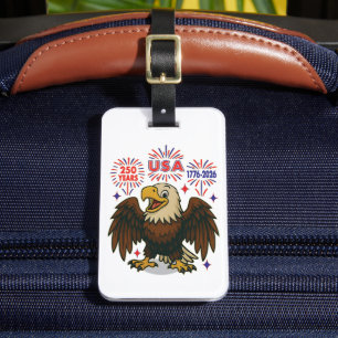 Bald Eagle with Fireworks- USA 250年1776-2026 ラゲッジタグ