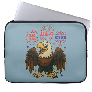 Bald Eagle with Fireworks- USA 250年1776-2026 ラップトップスリーブ