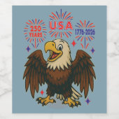 Bald Eagle with Fireworks- USA 250年1776-2026 ワインラベル (シングルラベル)