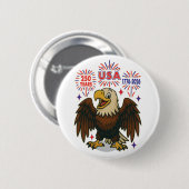Bald Eagle with Fireworks- USA 250年1776-2026 缶バッジ (正面&裏面)