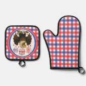 Bald Eagle with Fireworks- USA 250年1776-2026 鍋つかみ&鍋敷きセット (正面)