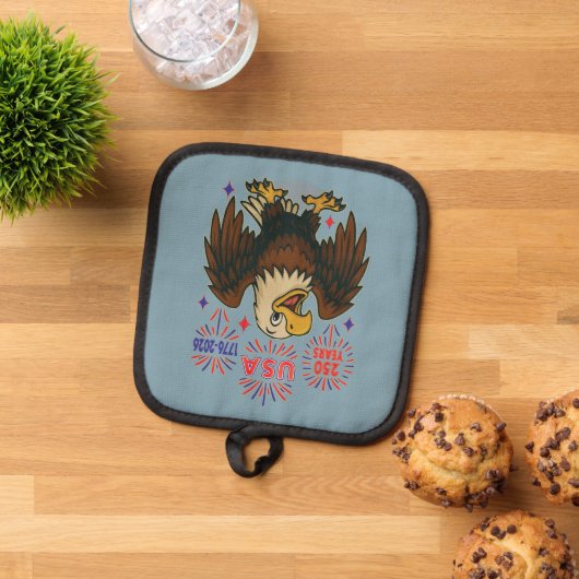 Bald Eagle with Fireworks- USA 250年1776-2026 鍋敷き (トップダウン)