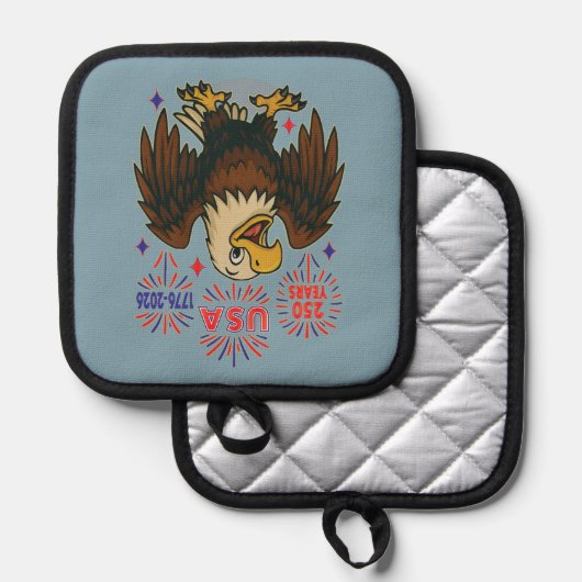 Bald Eagle with Fireworks- USA 250年1776-2026 鍋敷き (正面/裏面)