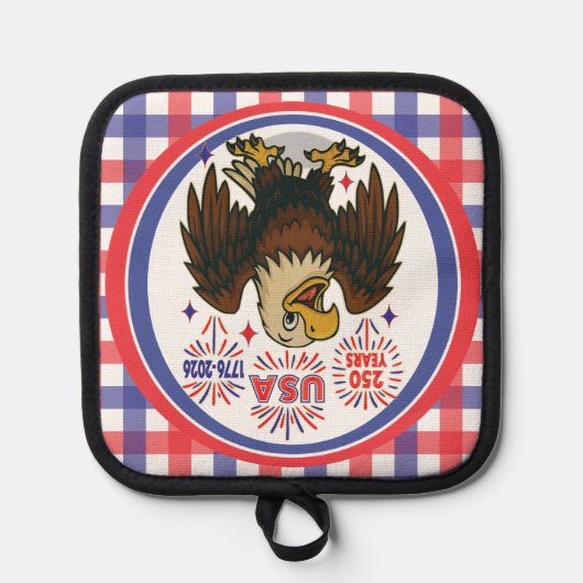 Bald Eagle with Fireworks- USA 250年1776-2026 鍋敷き (正面)
