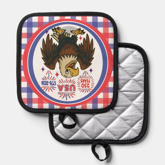 Bald Eagle with Fireworks- USA 250年1776-2026 鍋敷き (正面/裏面)