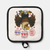 Bald Eagle with Fireworks- USA 250年1776-2026 鍋敷き (正面)