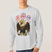 Bald Eagle with Fireworks- USA 250年1776-2026 Tシャツ (正面)