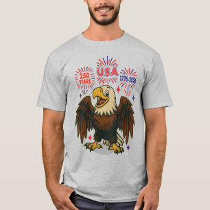 Bald Eagle with Fireworks- USA 250年1776-2026 Tシャツ