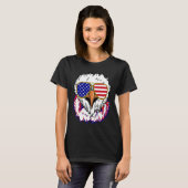 Bald Eagle with Mullet 4th of July American Flag Tシャツ (正面フル)