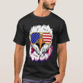 Bald Eagle with Mullet 4th of July American Flag Tシャツ (正面)