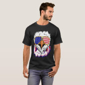 Bald Eagle with Mullet 4th of July American Flag Tシャツ (正面フル)