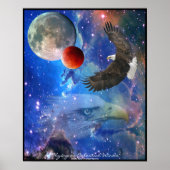 Bald Eagles, Space & Planets Fantasy Art Poster ポスター (正面)