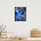 Bald Eagles, Space & Planets Fantasy Art Poster ポスター (キッチン)