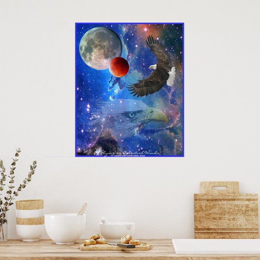 Bald Eagles, Space, Planets, Galaxies Art Poster ポスター (キッチン)