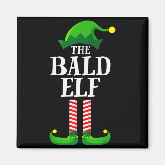 Bald Elf Matching Family Group Christmas Party Pyj マグネット (正面)